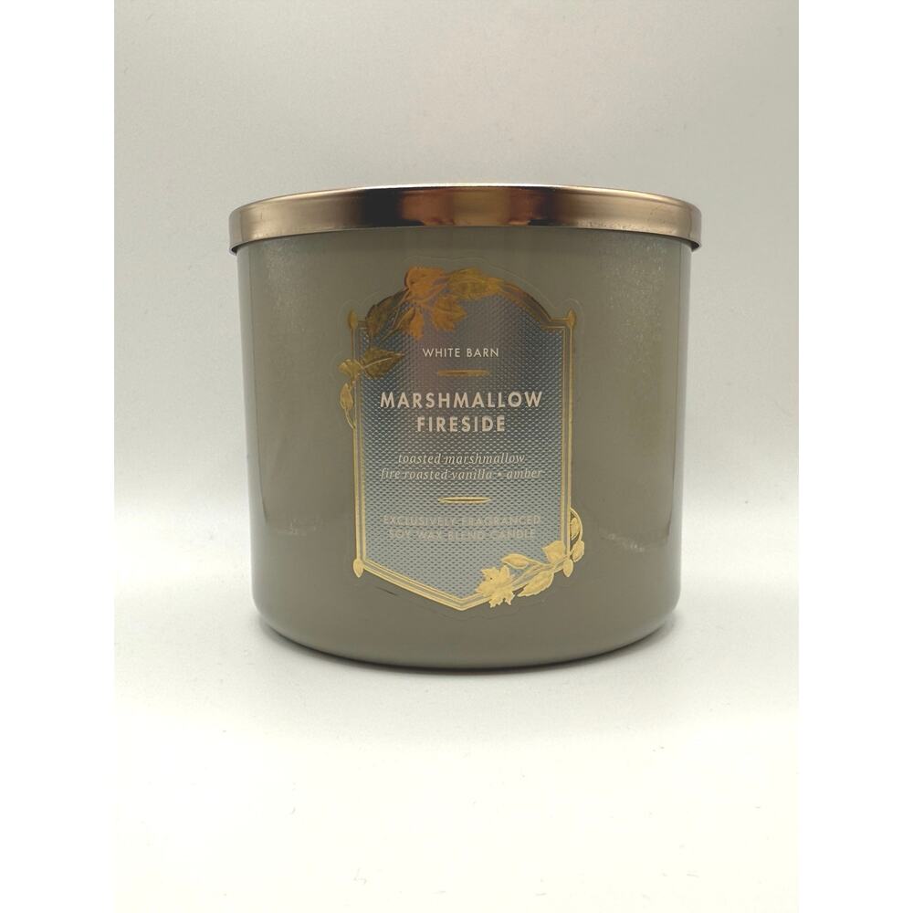 NEW BBW White Barn Holiday Scented 3-Wick Candle Marshmallow Fireside
